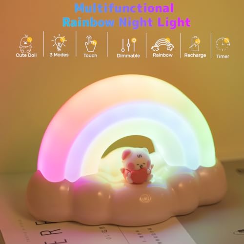 Lámpara de mesa arcoíris recargable para niños miniatura 5