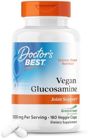 Doctor’s Best Vegan Glucosamine Sulfate, Joint Support, Non-GMO, Vegan, Gluten Free, Soy Free, 750 mg 180 Veggie Caps (Pack of 1)