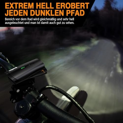 Deilin Fahrradlicht Set, bis zu 70 Lux LED Fahrradbeleuchtung USB Aufladbar Fahrradlampe, IPX...
