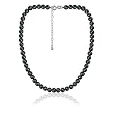 SEA OF ICE Precious Hematite Gemstone 6mm Round Beads Necklace -14" Plus 2" Extender with Sterling S