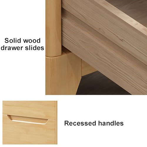 Table de chevet étroite en bois gain de place pour petits espaces de chambre beige - 6