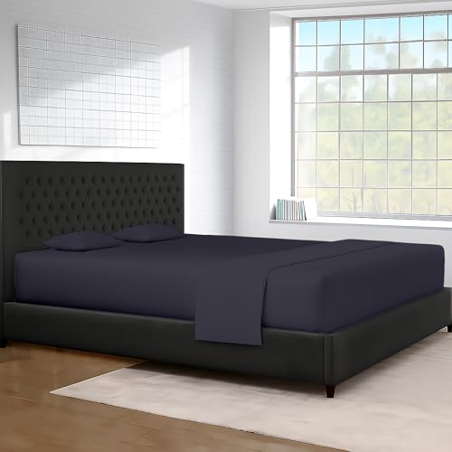 Image of SGI Bedding 120 inchx80 inch 4 Pc Family King Sheet Set 600 TC 12 inch Deep, Dark Gray