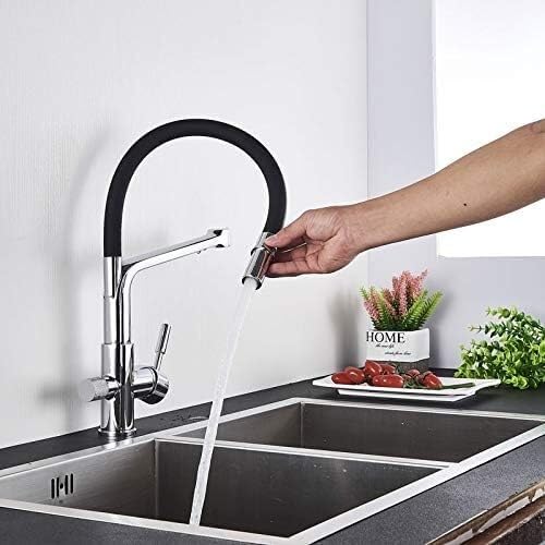 Grifo mezclador extraíble para fregadero de cocina con doble salida de agua 5