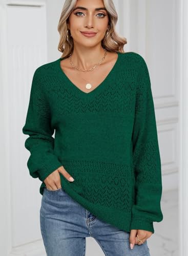 Image of JOCAFIYE Womens Sweaters Casual Long Sleeve V Neck Pullover Sweater Tops