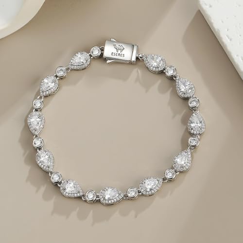 Eseres Tennis Bracelets for Women 7in Gold Plated Bracelet for Men Round Zircon Silver Tennis Bracelet Classic Hip Hop Hand Chain Jewelry Gift3