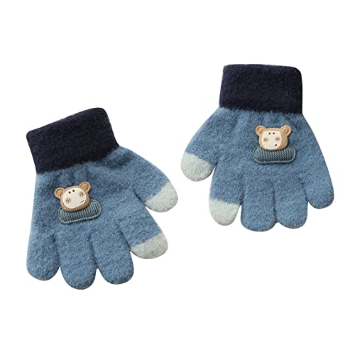 Kinder Handschuhe Vollfinger Strick Handschuhe Warme Thermo Fleece Handschuhe Gestrickte Handschuhe Kleinkinder Winter Alltag Handschuhe Stretchy Weichen Finger Handschuhe für Jungen Mädchen 1-5 Jahre