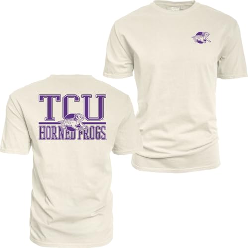 TCU Horned Frogs NCAA Officially Licensed T-Shirt Ringspun Front/Back Mascot Ivory, X-Large