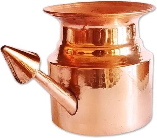 Neti Lota Ramjhara Prayer Kalash Pure Copper Traditional Hindu Pooja Item Pot with Copper (Copper Neti Lota 4 inch)