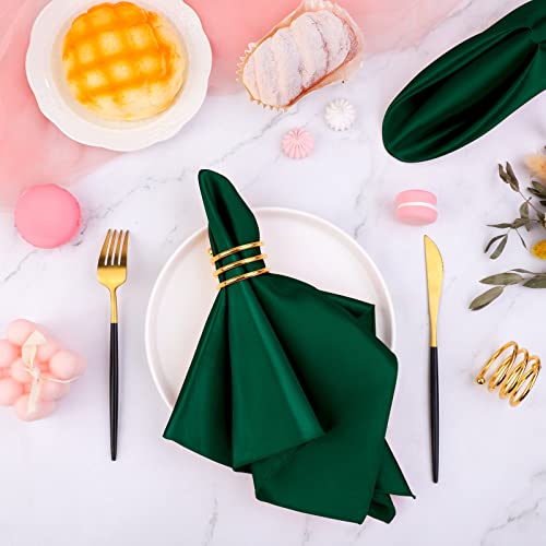 Mceast AN4169 Satin Cloth Napkins And Napkin Rings Set Of 8, Smooth Fabric Table Napkins And Napkin Holder thumb #3