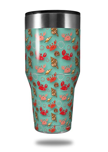 Skin Decal Wrap for Walmart Ozark Trail Tumblers 40oz Crabs and Shells Seafoam