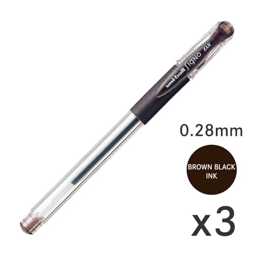 Bolígrafos Mitsubishi Gel Ultra Fino 0.28 mm Pack 3 Marrón Negro miniatura 2