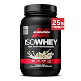 MuscleTech ISO Whey Isolate Protein Powder, Vanilla - Post Workout Gym Supplement for Lean Muscle Gain, Body Building Weight Gainer & Recovery - 25g Protein, BCAA, EAA & 0 Added Sugar - 2lbs