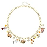 Madison Tyler Thanksgiving Charm Necklace for Women | Fun Turkey Pumpkin Pie Wine Sauce Ham Food Pendant Necklace | Holiday Festive Jewelry Party Gifts