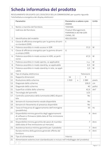 Toshiba 40 Zoll Fernseher/VIDAA Smart TV (Full HD, HDR, Triple-Tuner, Bluetooth, Dolby Audio) 40LV2E63DA – Bild 8