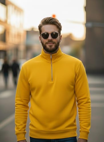 Image of Mack Jonney Men's Fleece Half-Zip High Neck Sweatshirt | Warm & Stylish Winter Wear -JM4380