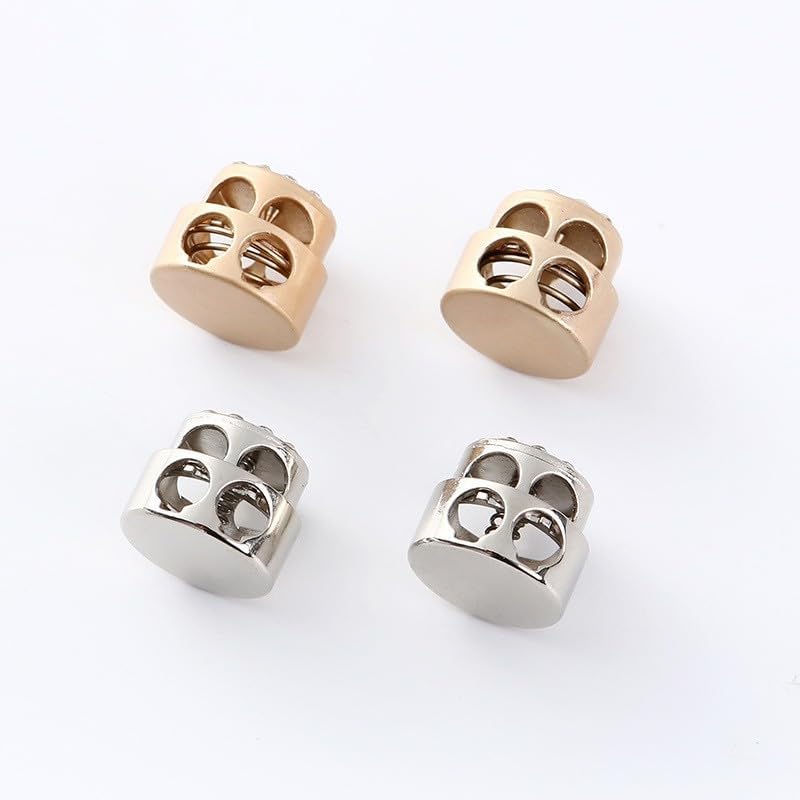 Spring Locks Clasp，Rope stop lock High-grade diamond-encrusted metal spring buckle plated alloy cat's eye pig nose down jacket pants elastic adjustment buckle discount(White/gun)