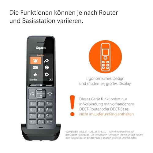 Gigaset COMFORT 520HX – DECT-Mobilteil mit Ladeschale – Schnurloses Telefon für Router und DECT-Basis...