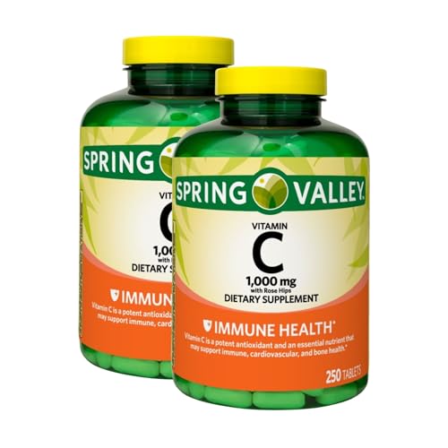 Unique Bundle Store Vitamin C 1000mg with Rose HIPS 250 Tablets High Potency Daily 1 000 mg Vitamin C with 8 mg Rose HIPS per Tablet Long Supply Supplement (Pack of 2)