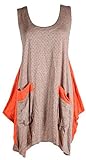 Damen Lagenlook zipfel Tunika 44 46 48 50 L XL XXL Kleid Shirt Urlaub Strand Lagenlook Orange Top (48)