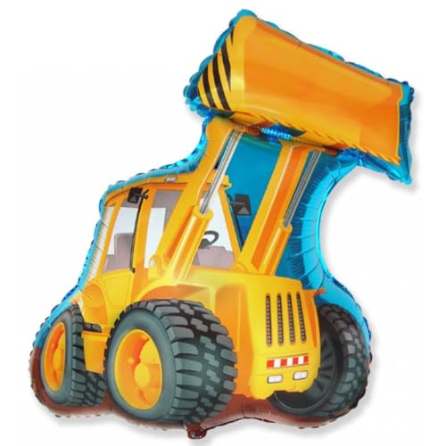 Globo Excavadora XXL, Globo Helio Cumpleaños Infantil, Decoración Fiesta Temática Construcción, Globos Gigantes Vehículos 81 x 66 cm