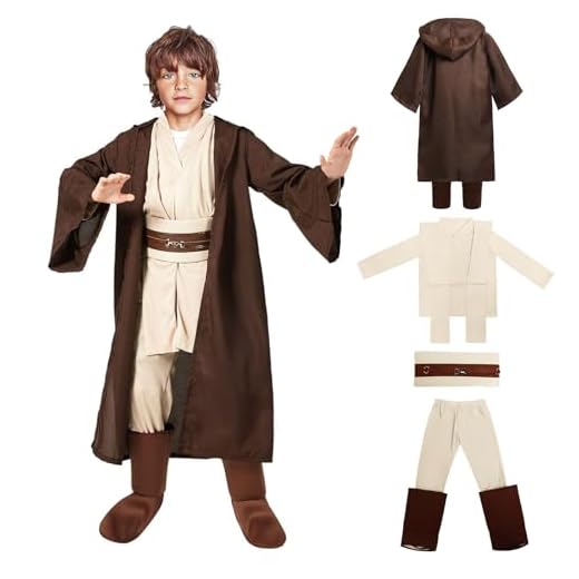 nezababy Jedi Kostüm Luke Skywalker Kostüm Darth Vader Star Ritter Umhang Outfits Wars Tunika Kapuzenumhang kinder Halloween Cosplay (Jedi Kostüm Jungen, M)
