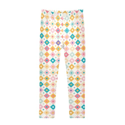 KLL Watercolor Plaid Multicolor Toddler Girls' Cotton Pants Fashion Full Length Activewear Exercise