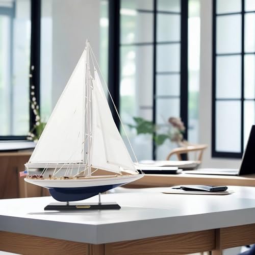 NAUTIMALL Wooden Sailing Boat Sailboat Yacht Model 28" Endeavour Enterprise Scale Replica Nautical Decor Corporate Personalized Gift (Enterprise 28inch) - Thumbnail 5