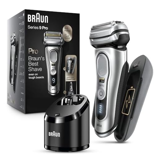 Braun Electric Razor for Men, Waterproof Foil Shaver, Series 9 Pro 9477cc, Wet & Dry Shave, with Portable Charging Case, ProLift Beard Trimmer, 5-in-1 Cleaning & Charging SmartCare Center, Silver