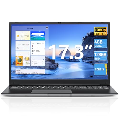 SGIN 17.3 Inch Laptop Computer, Windows 11 Laptops with Celeron I3 Processor, 4GB DDR3 128GB SSD...