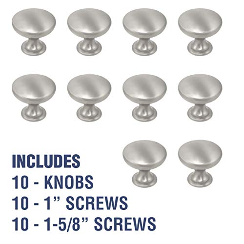 H. Bowes Cabinet Round Knob 1-1/4-Inch Diameter 1-1/4-Inch Diameter, Satin Nickel (10) #TOP1