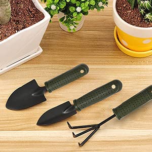 Kuber Industries Garden Tools|Small & Big Hand Trowels|Hand Cultivator|Hand Weeder & Fork Carbon Steel|SJ-5020|Set of 5|Green & Black