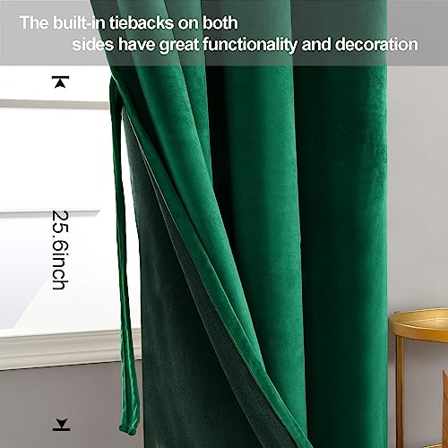 JIUZHEN Velvet Curtain Living Room Curtains Christmas Curtain Velvet Blackout Curtains with Eyelets Thermal Curtains Cold Protection Curtains Green Curtain Velvet Fabric Dark Green Set of 2 H 175 x W - Image 4
