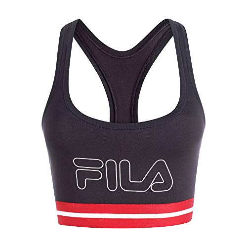 Fila Women's Classic Logo Cotton Racerback Sports Bra Jet Black