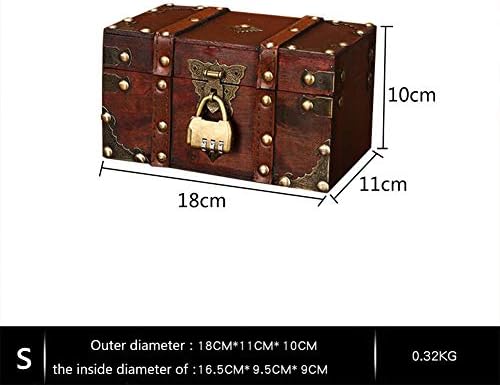 mementoy Pirate Treasure Chest Vintage Wooden Box With Lockable Lid And Password Lock (set of 2)