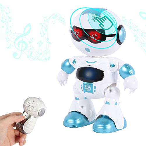 WISHTIME Remote Control Walking Robot Toy Intelligent Walking RC Space Robot with Touch Interaction Music Dance and Lights for Kids
