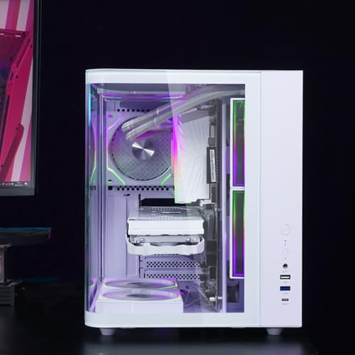 MOOTHMUSHI PCケース ATX対応 ミドルタワー ピラーレス設計 曲面強化ガラス側面パネル 静音&高冷却 ゲーム/オフィス兼用 ブラック(ホワイト)