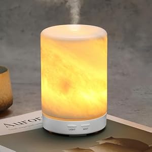 Koville White Marble Essential Oil Diffuser – Ultrasonic Aromatherapy & Humidifier with 2-Color LED Lights, 110ML Decorative Marble Aromatherapy Diffuser, Auto Shut-Off, Scent for Home, Office, Yoga