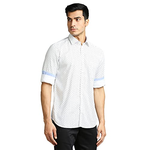Image of Parx Men's Full Sleeve Slim Fit White Casual Shirt