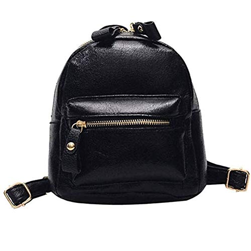 Sac à dos pour femmes en cuir PU noir mode simple grand compartiment moderne et fonctionnel