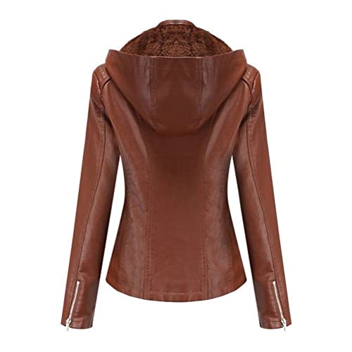 Outono E Inverno Feminino Destacável Casaco De Couro Com Capuz Mulheres Mais Casaco Quente De Lã, Ca