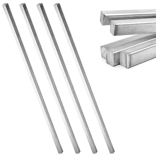 Image of 4 Pcs 1 /4 inch x 1 /4 inch x 12 inch Square Steel Key Stock, Cold-Drawn Stainless Steel Bars Metal Bars, Precision Key Stock