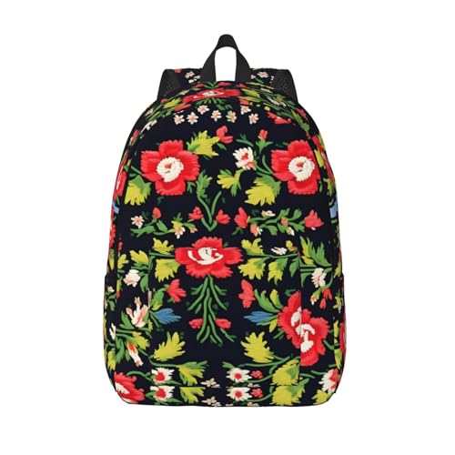 Mochila de viaje con rosas bordadas para mujer y laptop de mano 1
