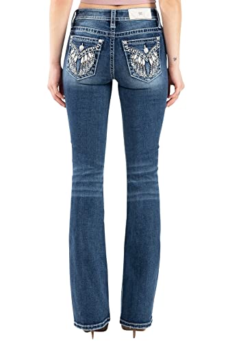 Miss Me Heavy Embroidered Wing Mid Boot Jeans In Medium Blue Medium Blue 30 #TOP27