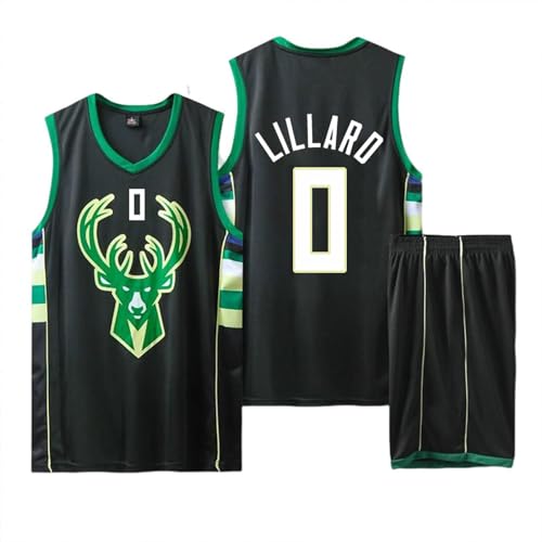 Basketball Trikot und Shorts Set für Kinder/Erwachsene, Ärmelloses Jersey, 2-Teiliger Anzug Mit T-Shirt Weste + Shorts, Grün S