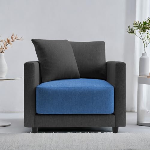Image of Casaliving Weker 1 Seater Sofa Set for Living Room (Green Grey Colour) Premium Fabric Sofa Set