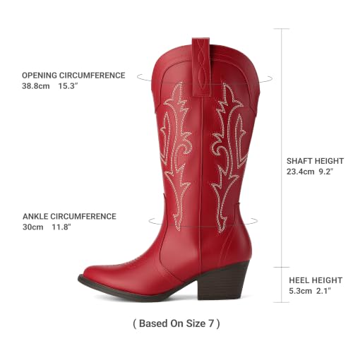 Image of DREAM PAIRS Women's Cowboy Cowgirl Boots Embroidered Pointed Toe Low Heel Western Mid Calf Boot for Theme Party Country Concert