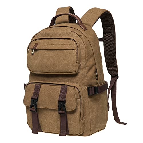 Kaukko Vintage Casual Polyster And Leather Rucksack Backpack(20-2-Khaki) #TOP2