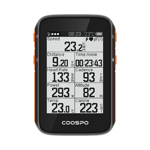 CooSpo GPS Bike Computer,Bluetooth5.0 ANT+ Cycling Computer GPS, Wireless CooSpo Bicycle Computer Speedometer Compatible with XOSS CooSpoRide App Large LCD Display IP67 Auto Backlight