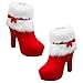 Happyyami Weihnachten Winter High Heel Stiefel Verdicken Plattform Plüsch Knöchel Schuhe Kurze Flauschige Kunstpelz Stiefel Stiefeletten Outdoor Rot