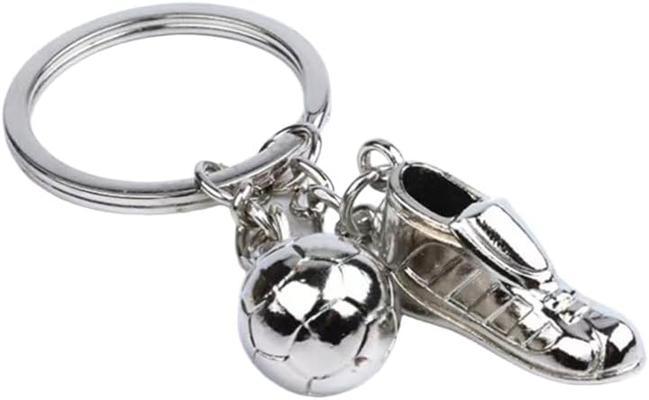 10 Pack Soccer Ball and Shoe Keychains – Silver Zinc Alloy Mini Sports Keychains for Soccer Teams, Coaches, Tournament Prizes, and Party Favors